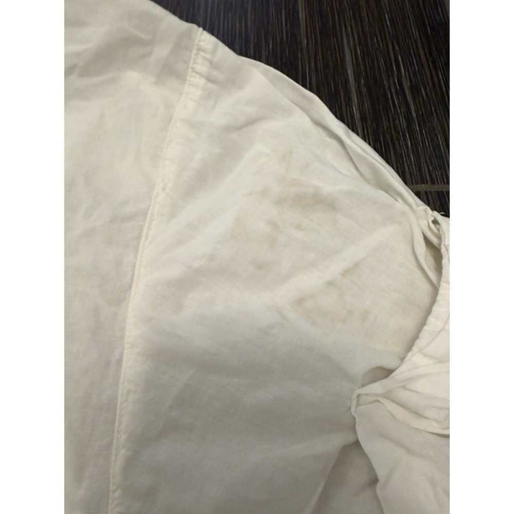 Xirena Shirt Womens Sz L White 100% Cotton Short Sleeve Button Up Made USA Flaw! - Picture 4 of 10